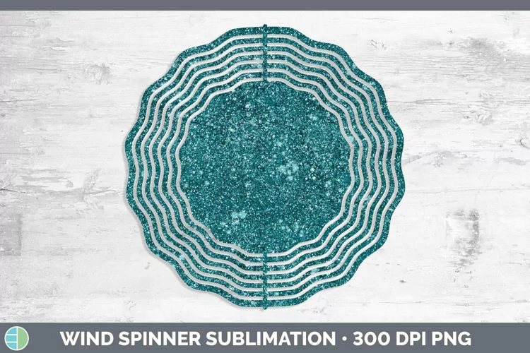 Glitter Cyan Wind Spinner Sublimation Spinner Designs