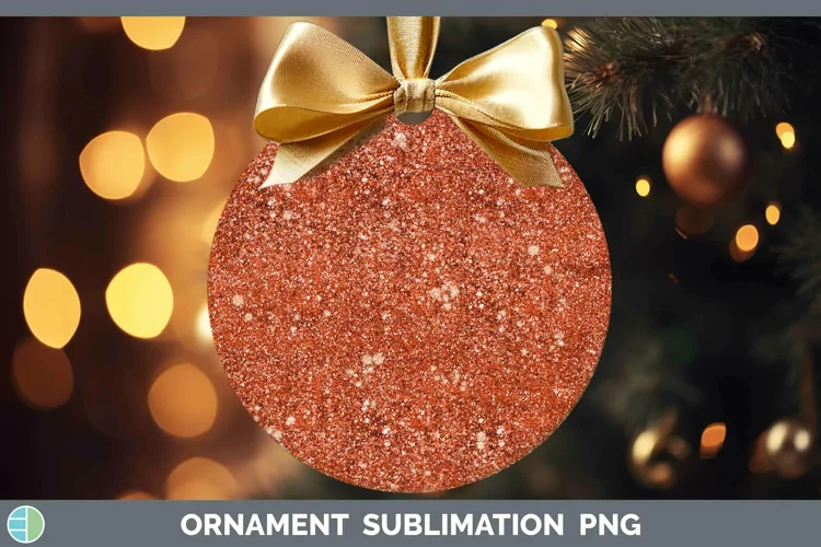 Glitter Deep Orange Ornament Sublimation Bauble Designs