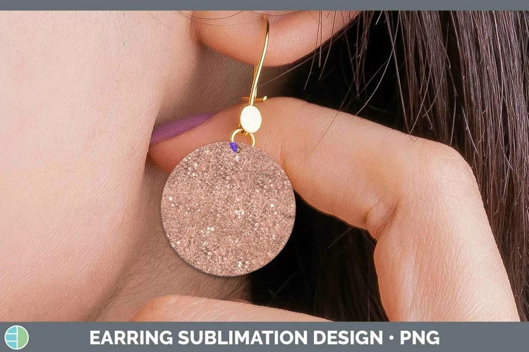 Glitter Deep Orange Round Earrings Sublimation Earrings Desi