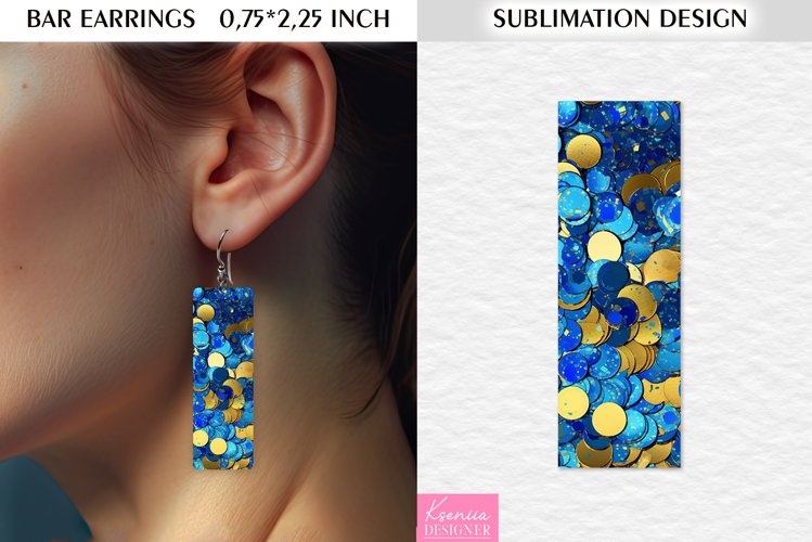 Blue Sequin| Christmas Glitter Bar Earrings Sublimation