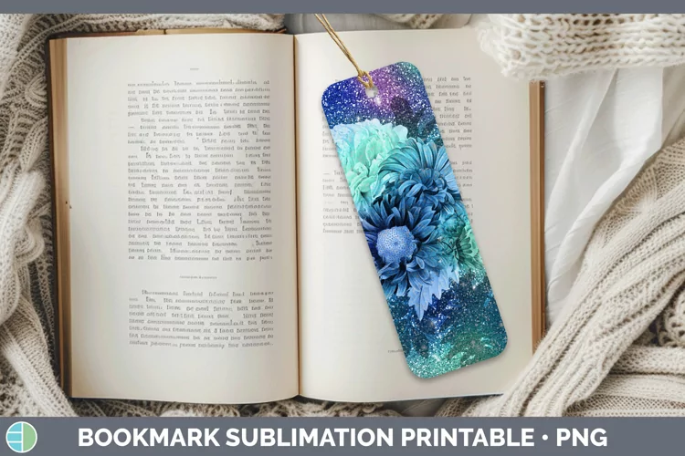 Glitter Flowers Bookmark Sublimation Printable Designs