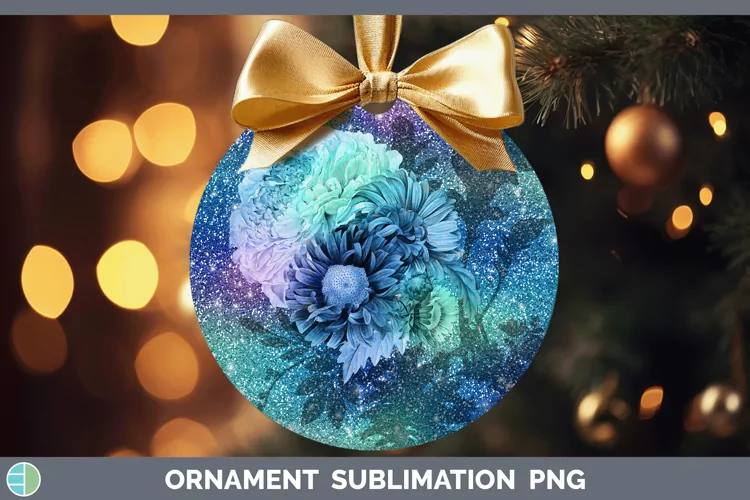 Glitter Flowers Ornament Sublimation Bauble Designs