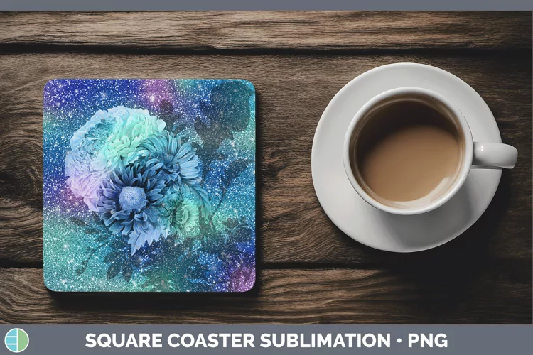 Glitter Flowers Square Coaster Sublimation Coaster Designs