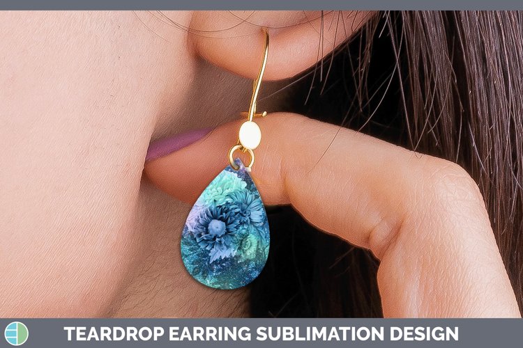 Glitter Flowers Teardrop Earrings Sublimation Earrings Desig