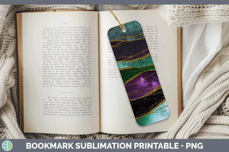 Glitter Galaxy Agate Bookmark Sublimation Printable Designs