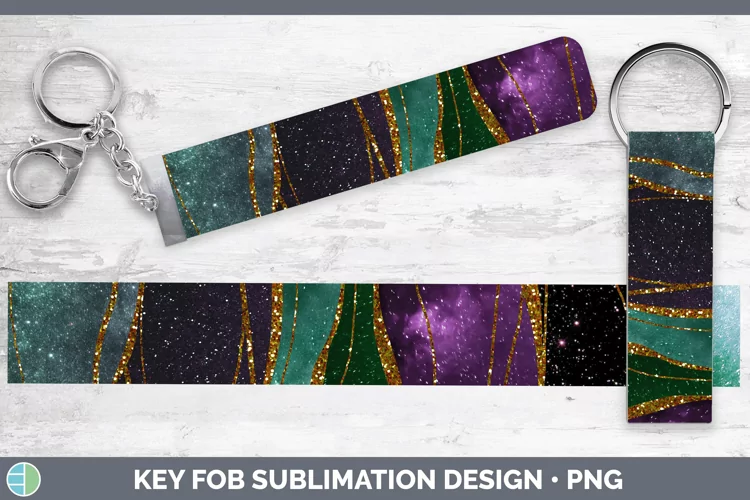 Glitter Galaxy Agate Key Fob Sublimation Wristlet Designs