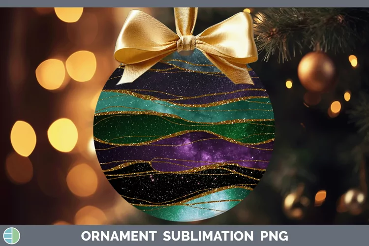 Glitter Galaxy Agate Ornament Sublimation Bauble Designs