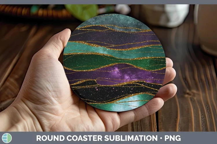 Glitter Galaxy Agate Round Coaster Sublimation Coaster Desig