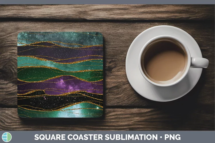 Glitter Galaxy Agate Square Coaster Sublimation Coaster Desi