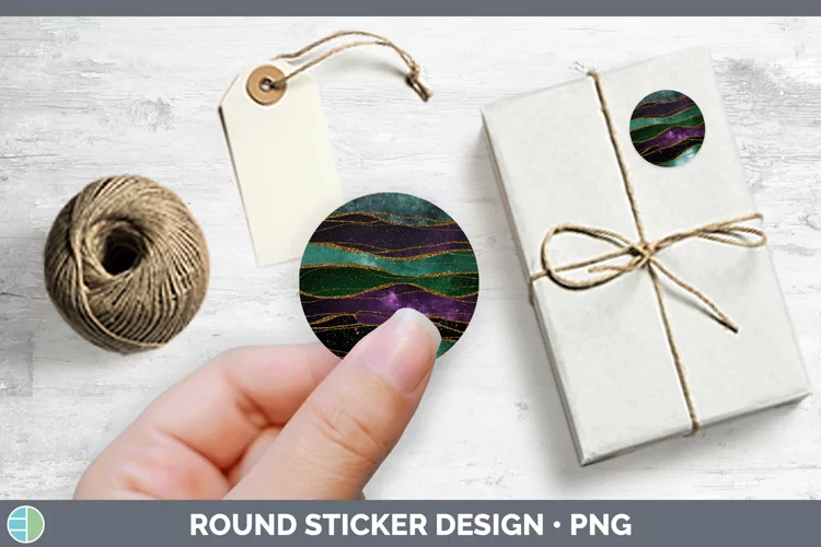 Glitter Galaxy Agate Stickers | Round Labels Designs