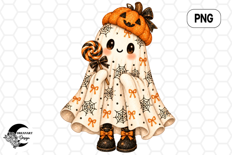 Pumpkin Spiderweb Ghost PNG
