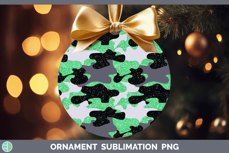 Glitter Green Camo Ornament Sublimation Bauble Designs