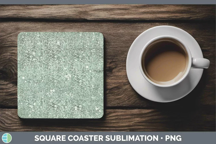 Glitter Green Square Coaster Sublimation Coaster Designs