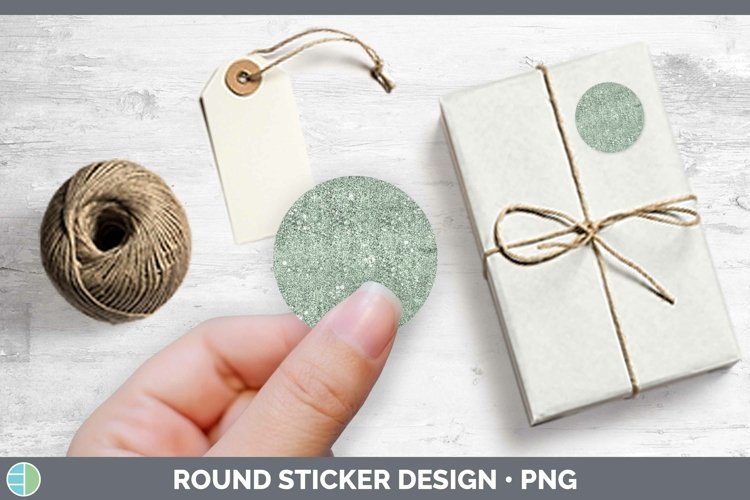 Glitter Green Stickers | Round Labels Designs