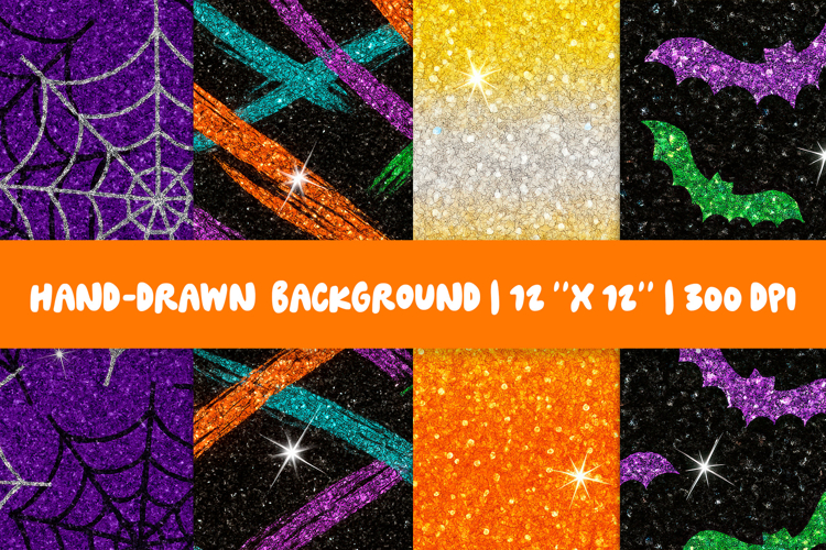 Glitter Halloween Background | Digital Paper Spiderweb