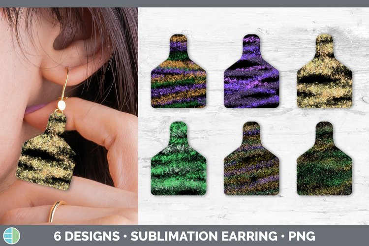 Glitter Halloween Cow Tag Earring | Cattle Tag