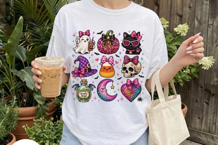 Glitter Halloween Girly Clipart Bundle PNG example image 1