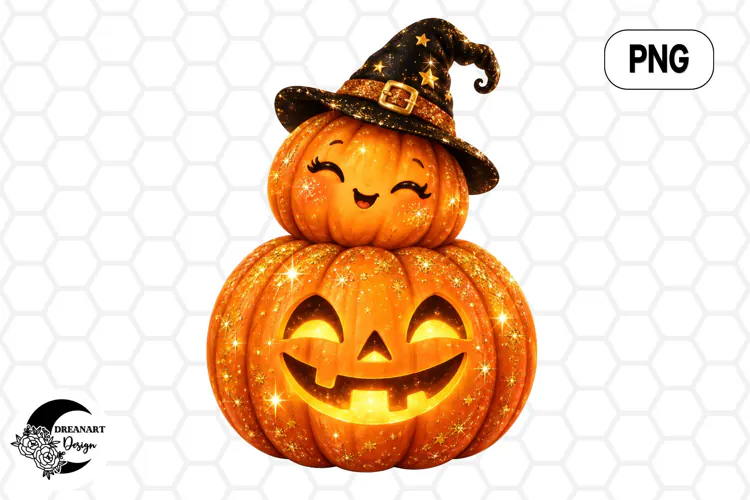Glitter Halloween Pumpkin Clipart