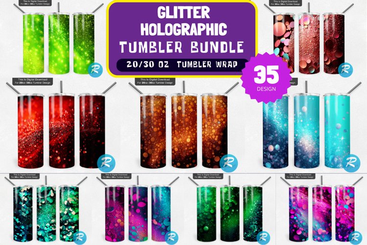 Glitter Holographic Tumbler Bundle, 20/30oz Skinny Tumbler
