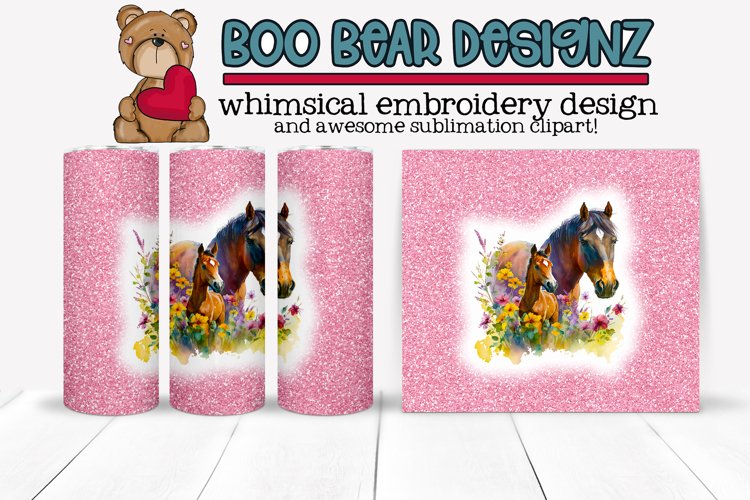 Horses in flowers Sublimation tumbler design example image 1