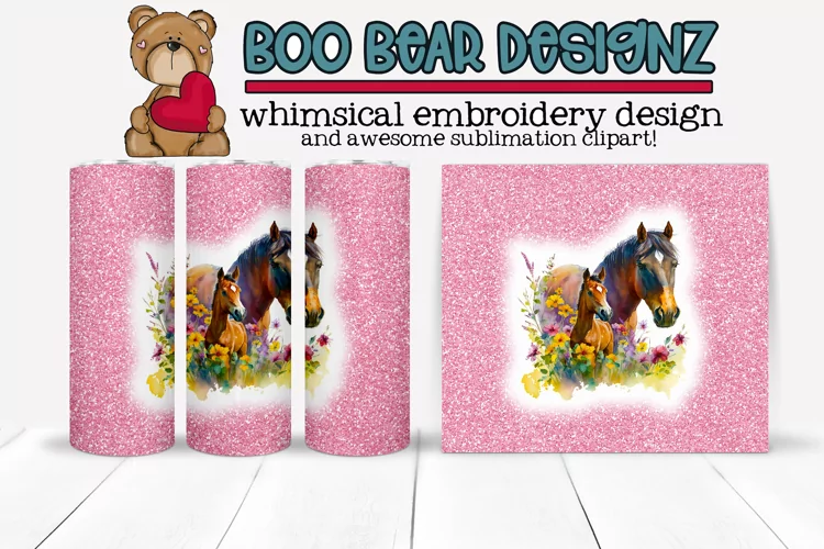 Horses in flowers Sublimation tumbler design