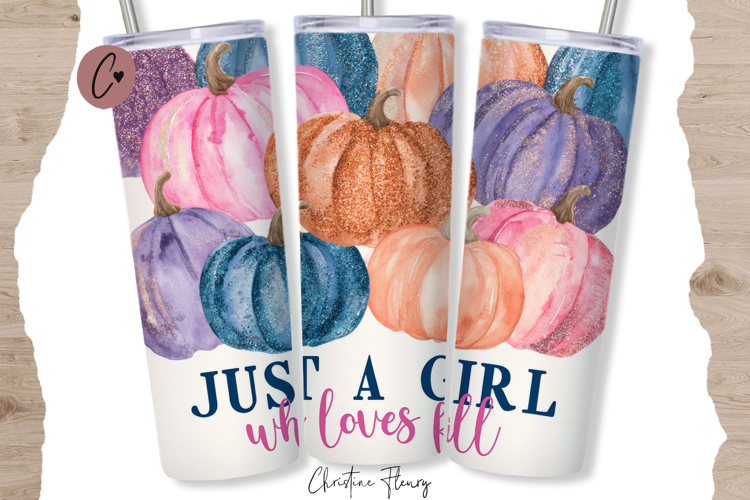 Glitter Just A Girl Who Loves Fall Tumbler Wrap PNG