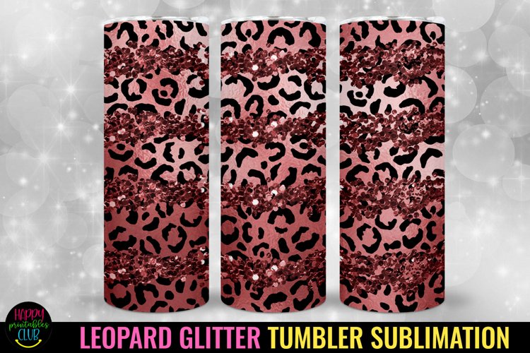 Glitter Leopard Tumbler Sublimation I 20 Oz Tumbler Wrap PNG