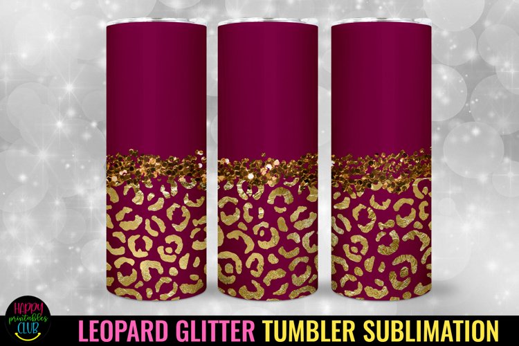 Glitter Leopard Tumbler Sublimation I 20 Oz Tumbler Wrap PNG