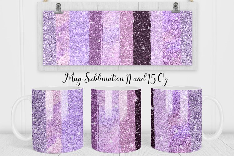 Purple Glitter Mug Wrap | Coffee Mug Sublimation