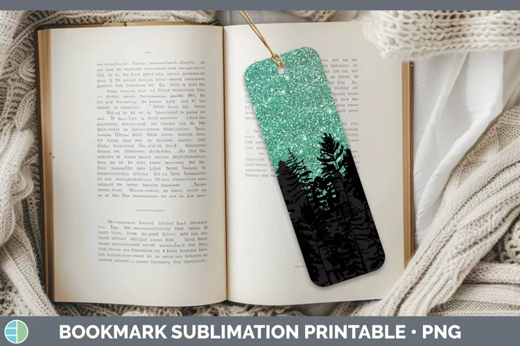 Glitter Northern Lights Skyline Bookmark Sublimation Printab