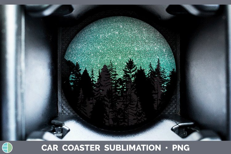 Glitter Northern Lights Skyline Car Coaster Sublimation Coas