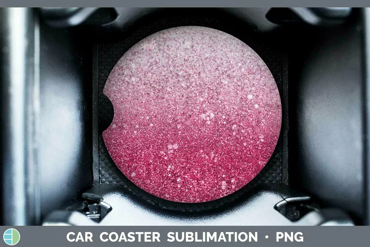 Glitter Ombre - 02 Pink Car Coaster Sublimation Coaster Desi