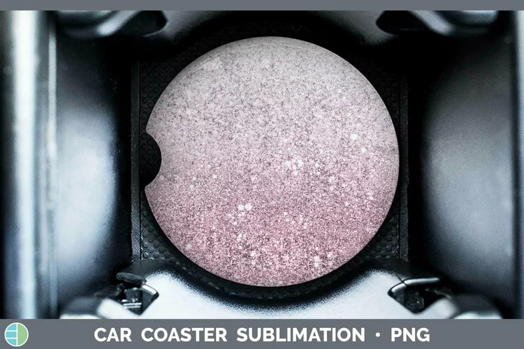 Glitter Ombre - 02 Pink Car Coaster Sublimation Coaster Desi