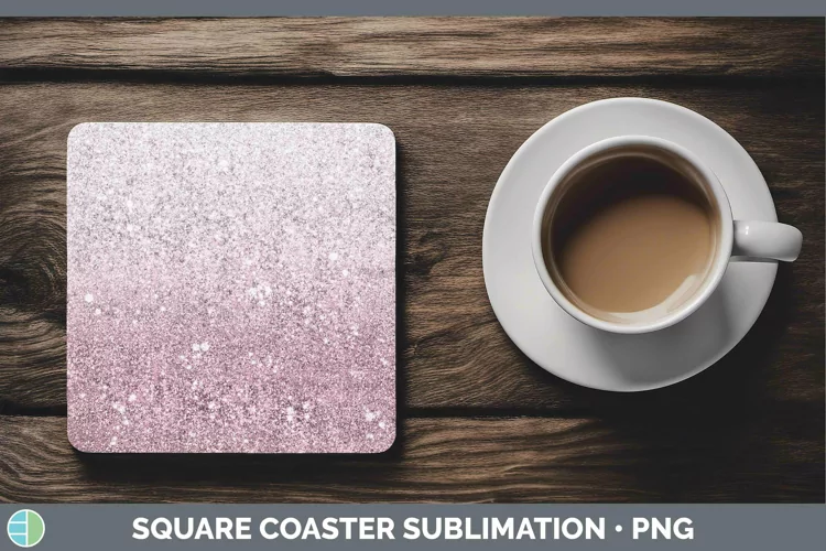Glitter Ombre - 02 Pink Square Coaster Sublimation Coaster D