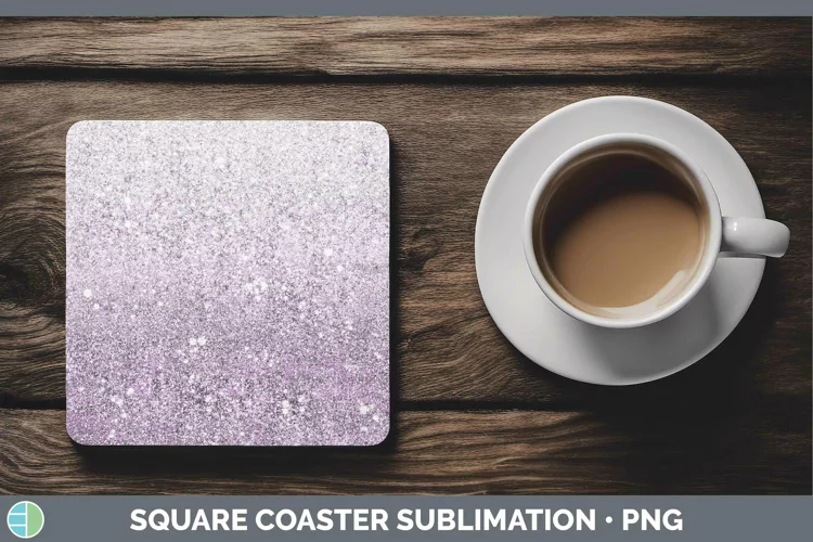 Glitter Ombre - 04 Purple Square Coaster Sublimation Coaster