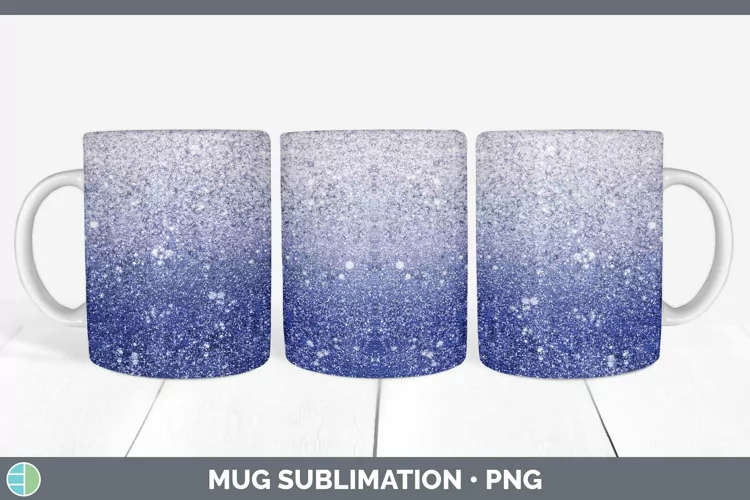 Glitter Ombre - 06 Indigo Mug Wrap Sublimation Coffee Cup De
