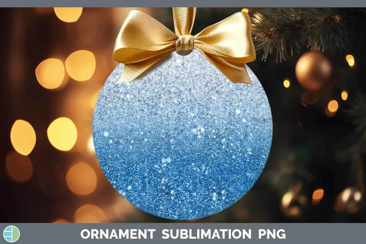 Glitter Ombre - 07 Blue Ornament Sublimation Bauble Designs