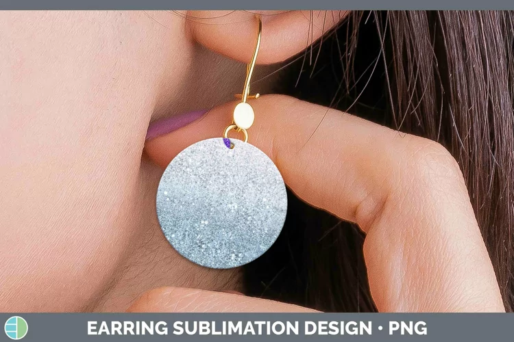 Glitter Ombre - 07 Blue Round Earrings Sublimation Earrings