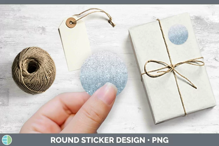 Glitter Ombre - 07 Blue Stickers | Round Labels Designs