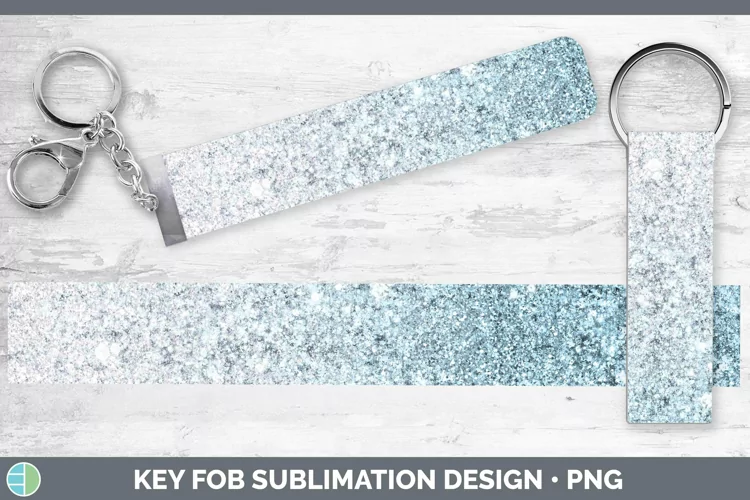Glitter Ombre - 08 Bright Blue Key Fob Sublimation Wristlet