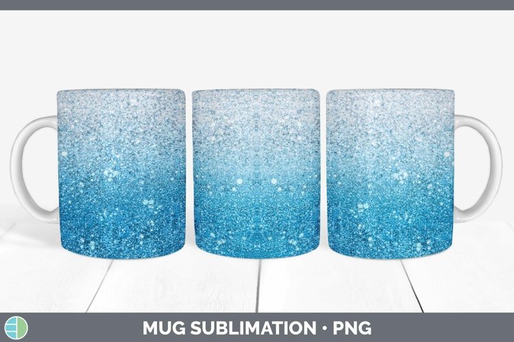 Glitter Ombre - 08 Bright Blue Mug Wrap Sublimation Coffee C
