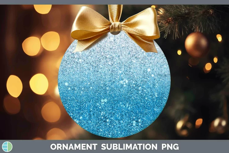 Glitter Ombre - 08 Bright Blue Ornament Sublimation Bauble D