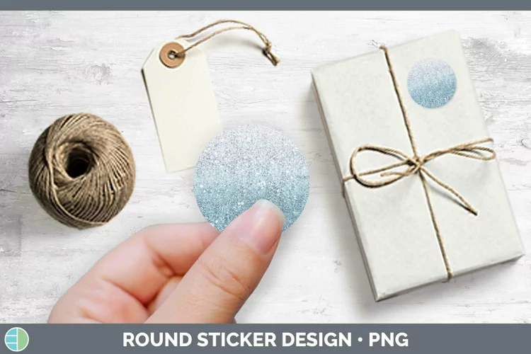 Glitter Ombre - 08 Bright Blue Stickers | Round Labels Desig