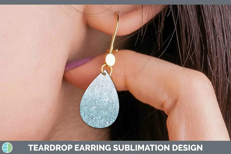 Glitter Ombre - 08 Bright Blue Teardrop Earrings Sublimation