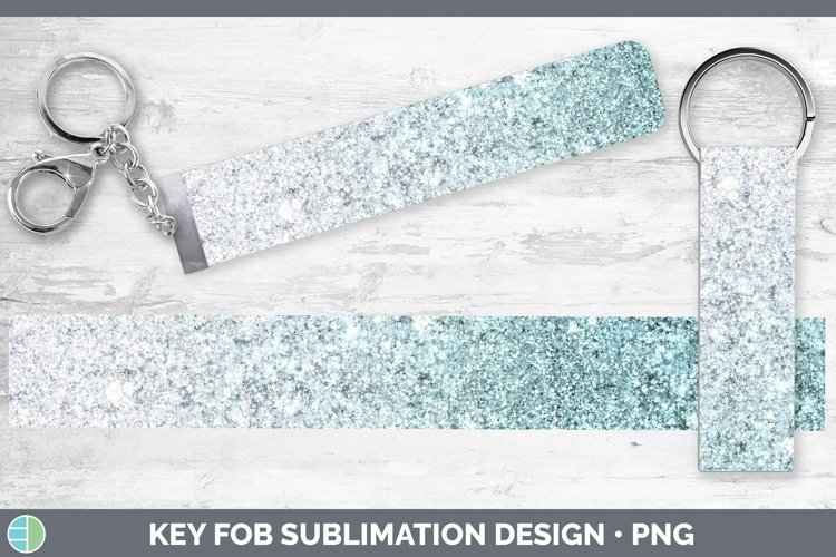 Glitter Ombre - 09 Cyan Key Fob Sublimation Wristlet Designs