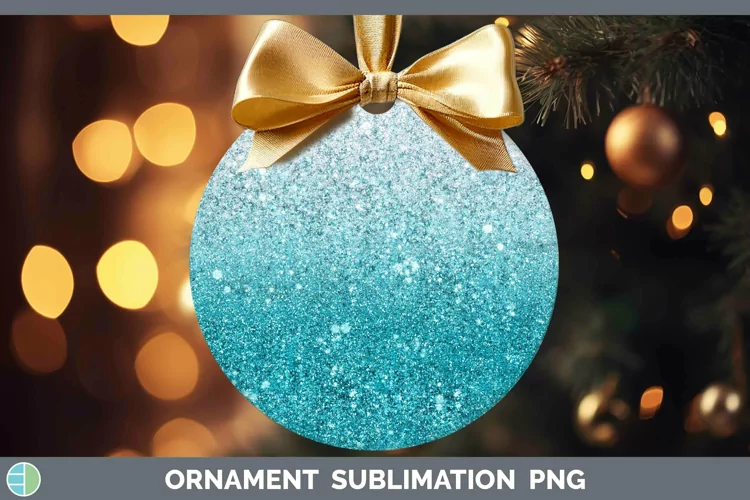 Glitter Ombre - 09 Cyan Ornament Sublimation Bauble Designs