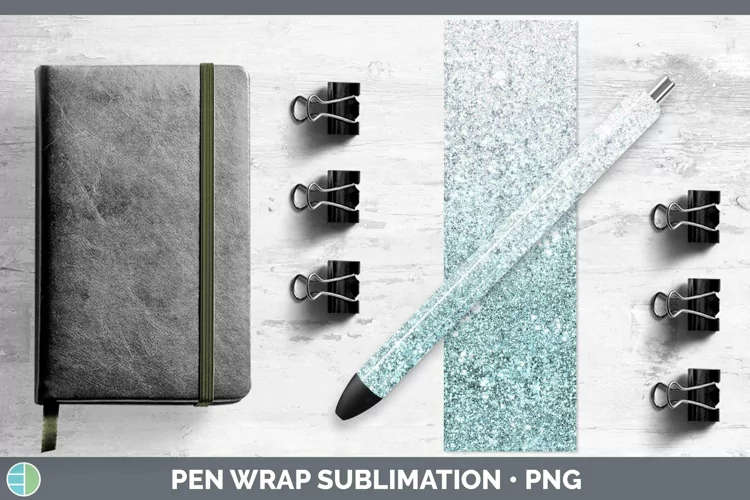 Glitter Ombre - 09 Cyan Pen Wrap Sublimation Epoxy Pen Desig