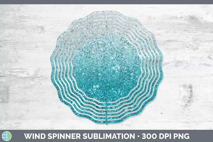 Glitter Ombre - 09 Cyan Wind Spinner Sublimation Spinner Des