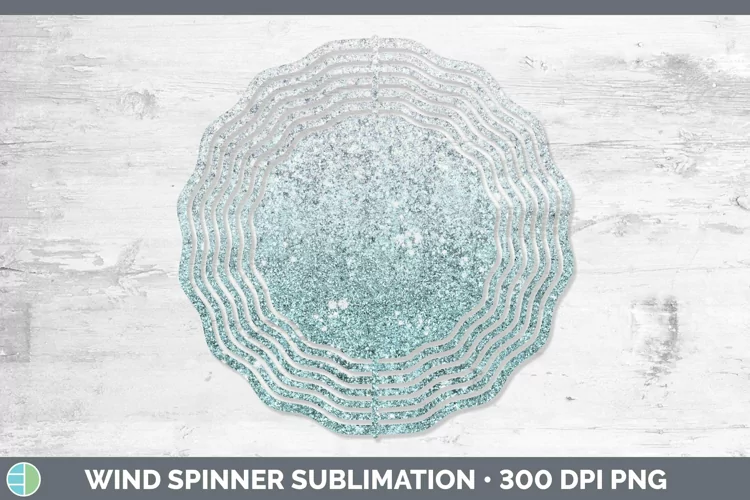 Glitter Ombre - 09 Cyan Wind Spinner Sublimation Spinner Des