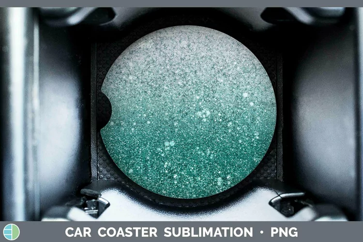 Glitter Ombre - 10 Teal Car Coaster Sublimation Coaster Desi
